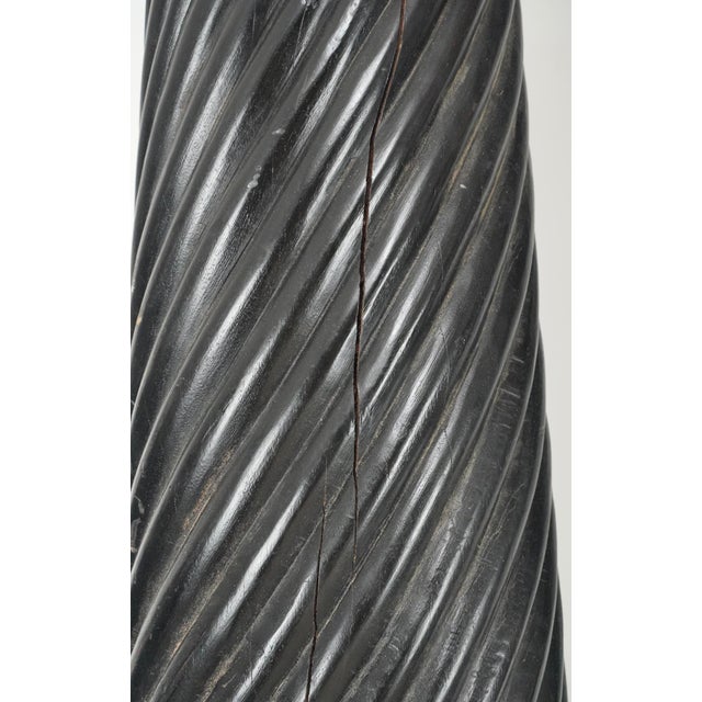 Wood Pair of Vintage Ebonized Wood & White Marble Columns For Sale - Image 7 of 10