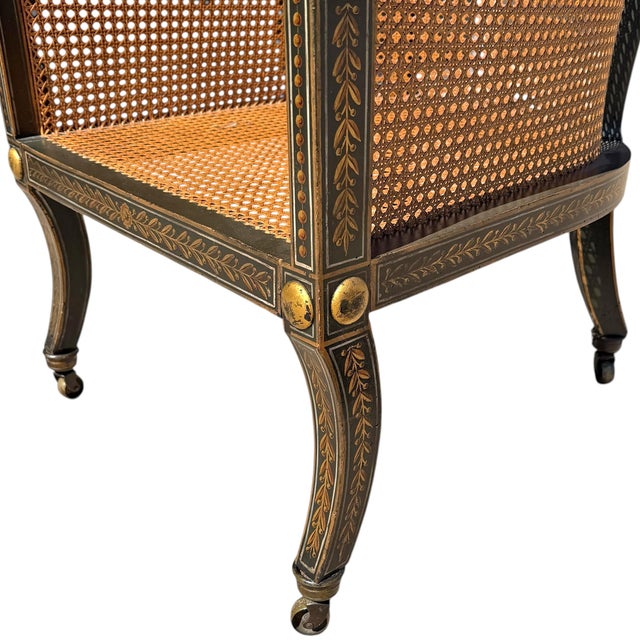 19th Century French Regency Gilt-Painted and Caned Tub Chair For Sale - Image 13 of 16