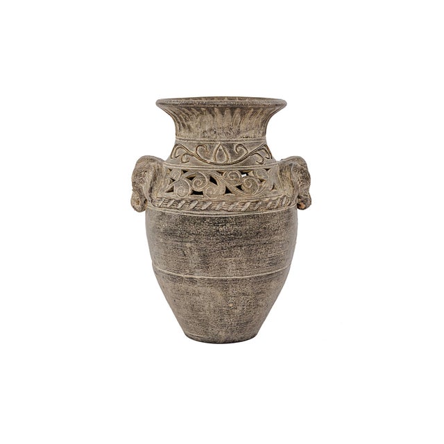 Late 20th Century Vintage Thailand Ban Chiang Style Earthenware Vessel. Dating back to the 1970s featuring scrolling cut...