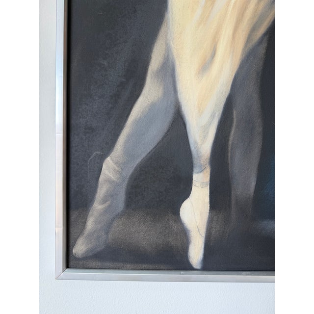 White 1980’s William Walk Ballet Dancers Oil on Canvas Painting – Chrome Aluminum Framed For Sale - Image 8 of 12