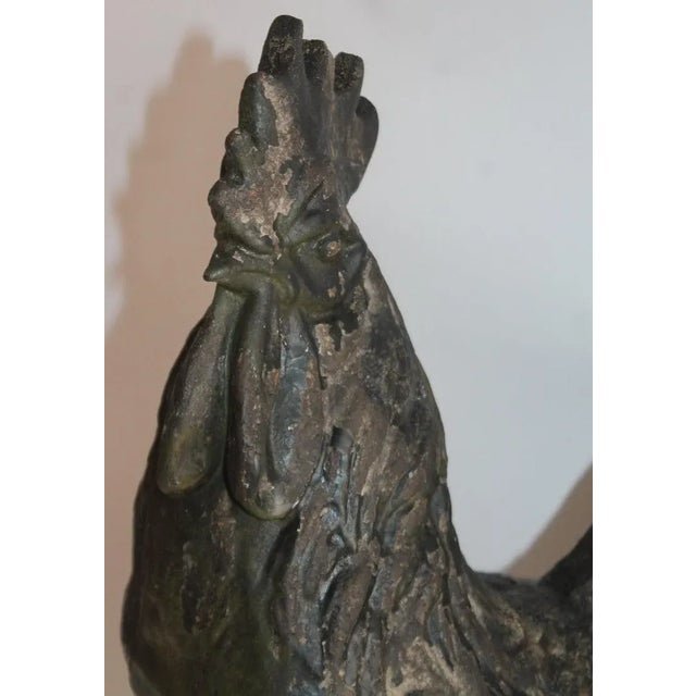 1940s 20th Century Painted Rooster Garden Ornament For Sale - Image 5 of 8