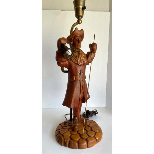 Mid-Century Americana Colonial Figurative Lamplighter Table Lamp For Sale - Image 12 of 13