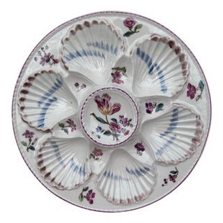 19th Century Majolica Oyster Flowers Plate Longchamp For Sale