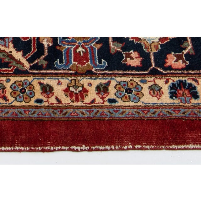 1920s Antique Persian Tabriz Handmade Medallion Wool Rug in Red For Sale - Image 5 of 11