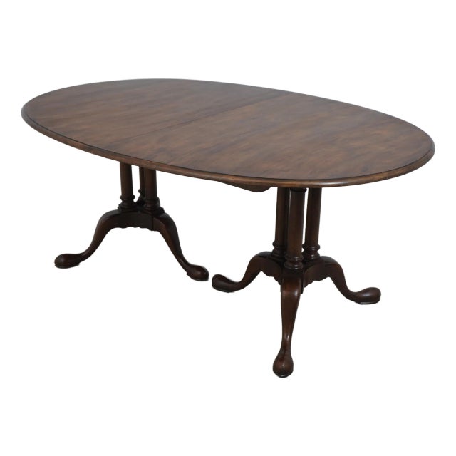 Baker Walnut English Style Oval Dining Table For Sale
