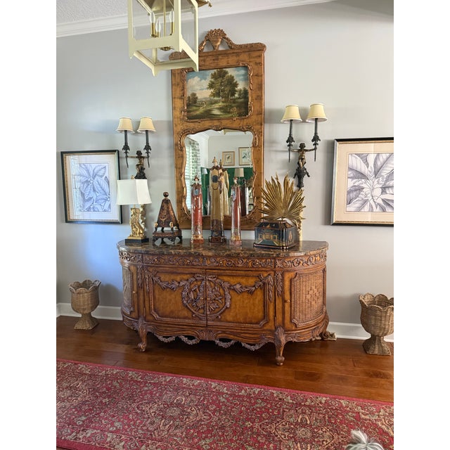 Gold Grand 72" Vintage French Louis XV Style Giltwood Trumeau Mirror For Sale - Image 8 of 12