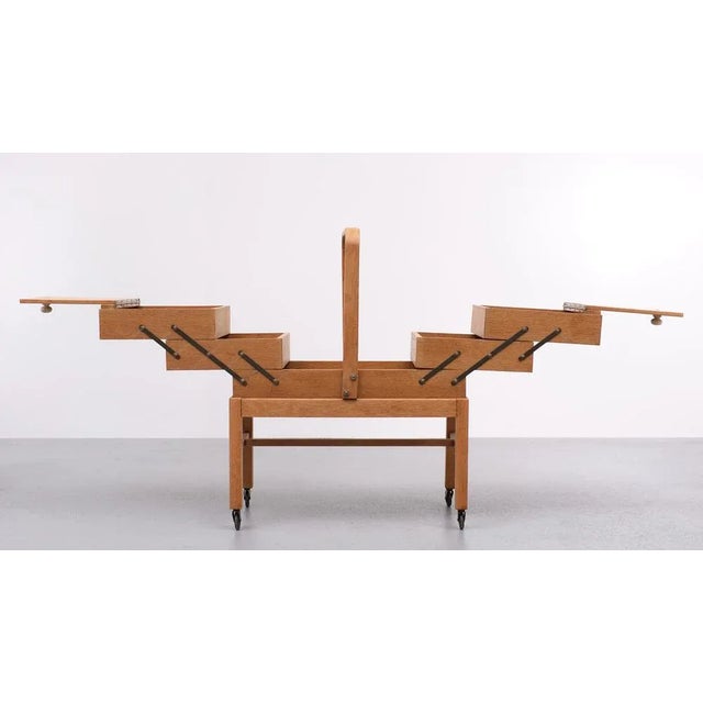 Wood Large Oak Sewing Box, Holland, 1950s For Sale - Image 7 of 8