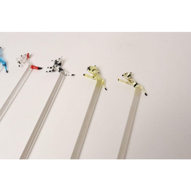 Set of Eight Vintage Blown Glass Animal Cocktail Stirrers With Box by Saxon For Sale - Image 13 of 17
