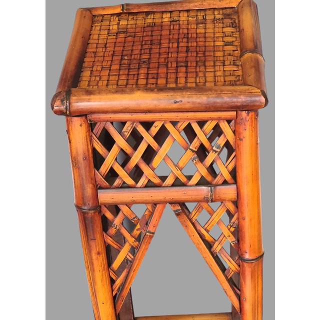 Vintage Mid 20th Century Bamboo Pedestal Plant Stand For Sale - Image 6 of 9