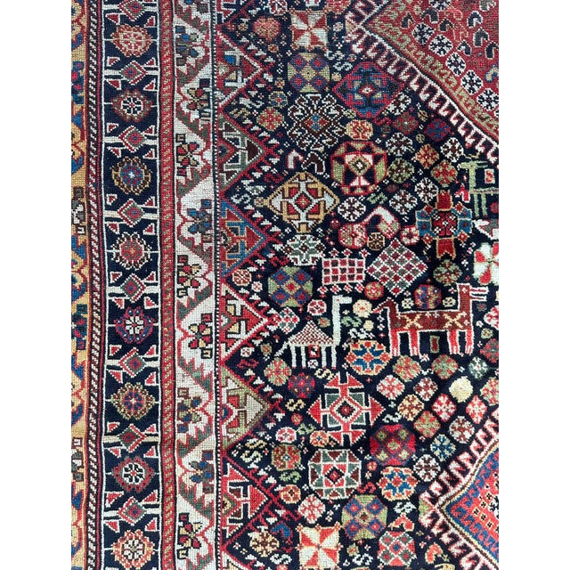 Ink Blue Antique Tribal Oriental Animal Figures Rare Fine Weave Rug (Circa 1900–1910 - 5' 4'' X 8' 10'' For Sale - Image 8 of 13