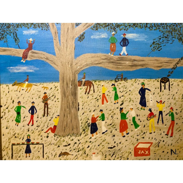 A Lovely original painting by acclaimed Louisiana artist Nilo Lanzas, "Niloville Park" In this very early 1993 work, Nilo...