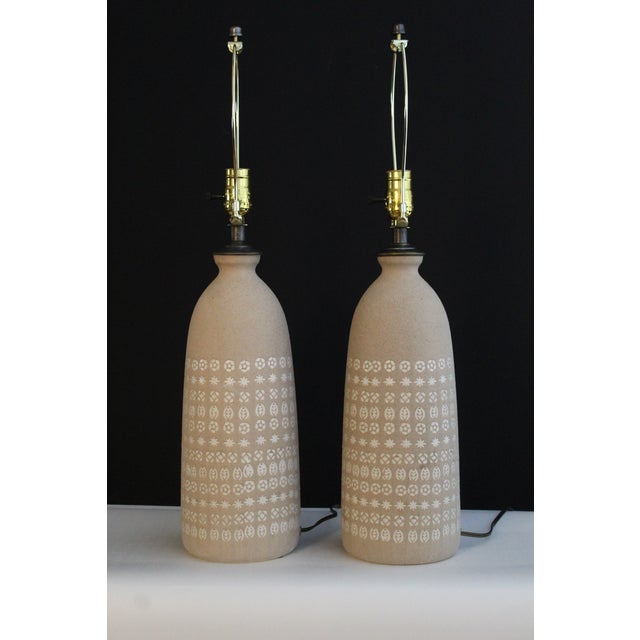 Mid 20th Century Mid 20th Century Accolay Style Ceramic Lamps - a Pair For Sale - Image 5 of 12