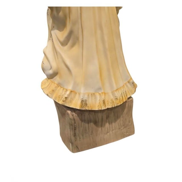 Ceramic Antique German Gebruder Heubach Bisque Piano Girl Dog Statue 1880 18" For Sale - Image 7 of 11
