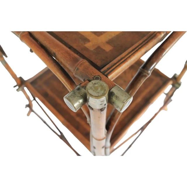 Bamboo & Brass Tiered Occasional Table For Sale - Image 4 of 12