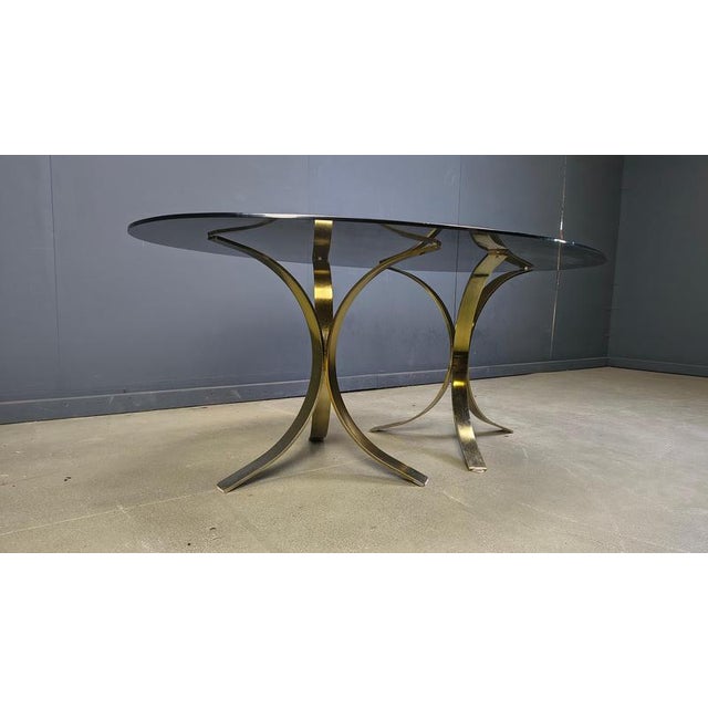 1970s Vintage Brass Oval Glass Dining Table, 1970s For Sale - Image 5 of 10