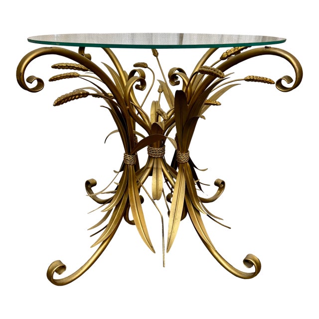 Wheat Sheaf Gold Gilded Side Table For Sale