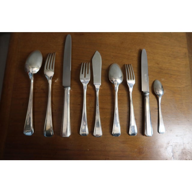 Silver-Plated Metal Cutlery Set in Box, 1930s, Set of 116 For Sale - Image 9 of 12