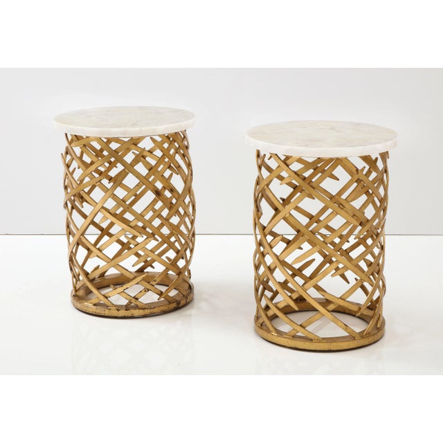 Metal Brutalist Side Tables With Crystalline Quartz Tops For Sale - Image 7 of 12