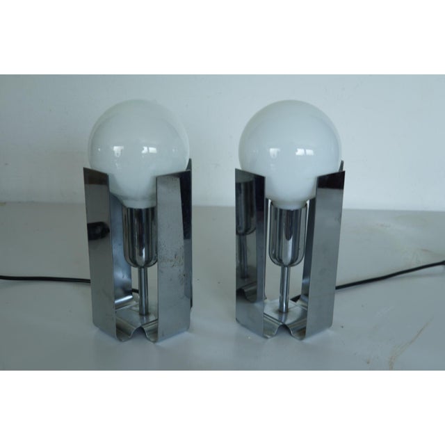 Silver Vintage Bilia Table Lamps by Claudio Salocchi for Lumenform, Italy, 1970s, Set of 2 For Sale - Image 8 of 8