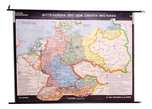 Vintage German School Map of Central Europe, 1961