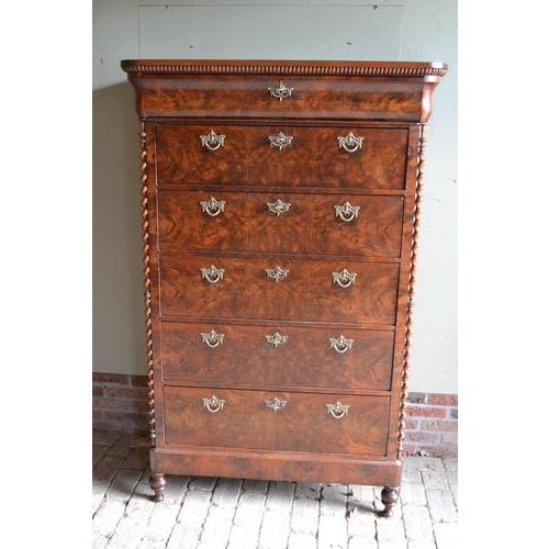 Brown Antique Chiffonier in Mahogany, 1830 For Sale - Image 8 of 9