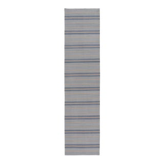 Contemporary Striped Cotton Flatweave Gallery Runner by Rug & Kilim, India For Sale