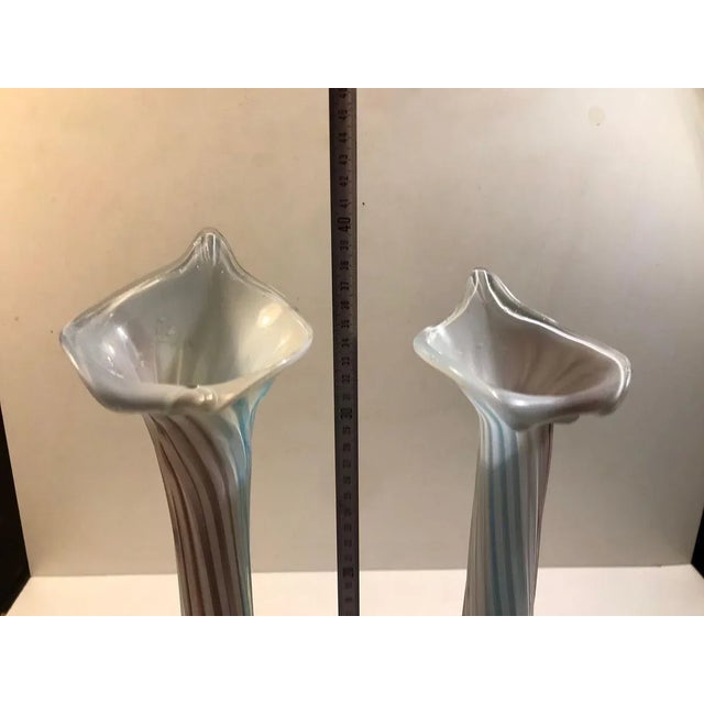 Pink, Blue and White Twisted Murano Glass Vases, 1940s, Set of 2 For Sale - Image 9 of 11