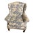 1980s Traditional Blue & White Toile Wingback Accent Chair For Sale