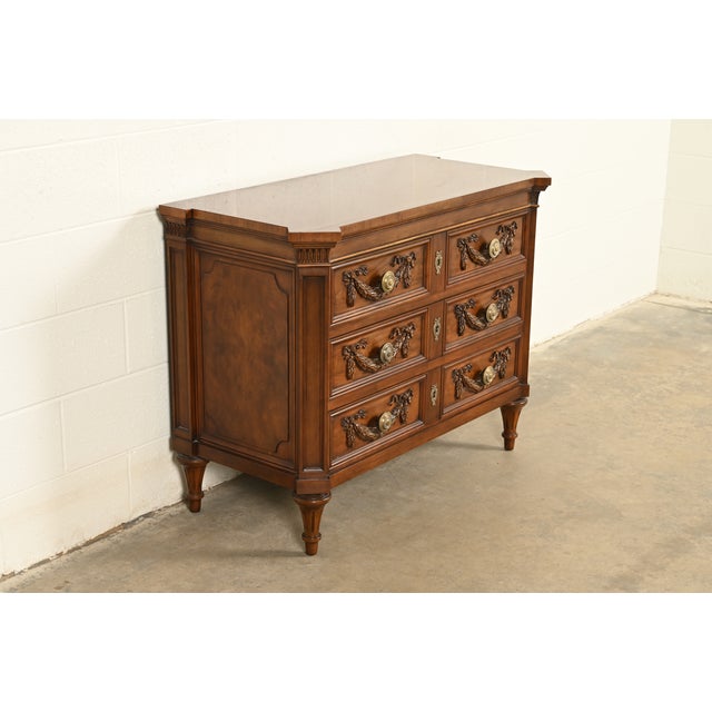 Karges Furniture Karges French Regency Louis XVI Burled Walnut Chest of Drawers For Sale - Image 4 of 14