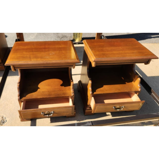 Late 20th Century Complete Queen Hard Wood Bedroom Set For Sale - Image 9 of 14