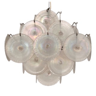 Italian Murano Glass and Nickel Chandelier by Carlo Nason for Mazzega, 1970s For Sale