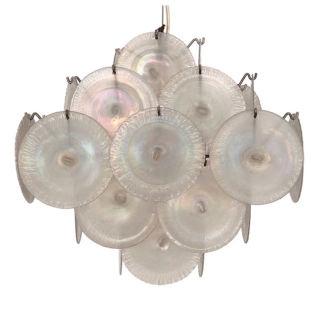 Italian Murano Glass and Nickel Chandelier by Carlo Nason for Mazzega, 1970s For Sale
