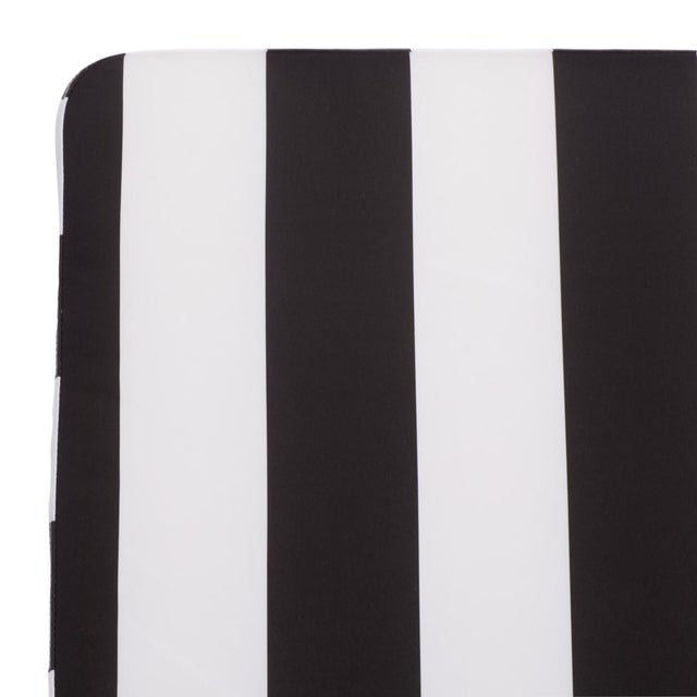 Wood Newport Chaise Lounge, Black Stripe For Sale - Image 7 of 13