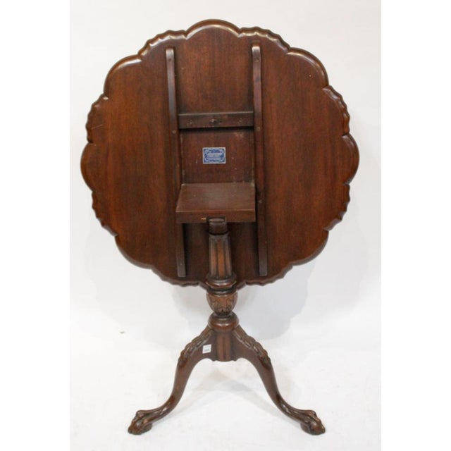 Brown Mid 20th Century Kittinger Shell Carved Chippendale Mahogany Tilt Top Table Ball & Claw "Rare" For Sale - Image 8 of 9