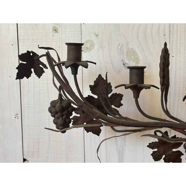 Antique French Iron Candelabra, Grapes and Wheat Motif For Sale - Image 11 of 16