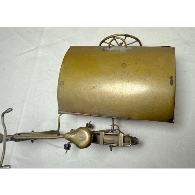 Handmade Antique Brass Bicycle Bike W/ Moving Parts & Side Car Trinket Box Jar For Sale - Image 9 of 13