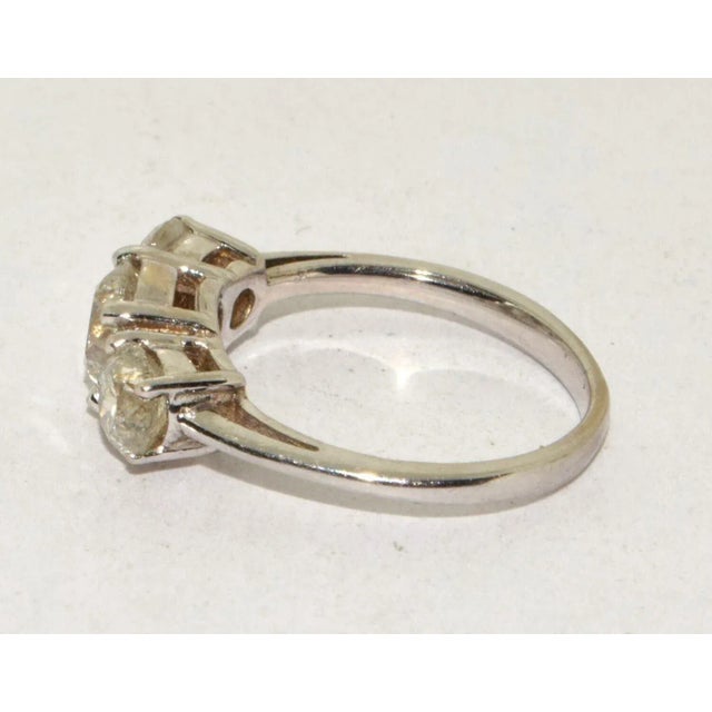 1990s Exquisite 18ct White Gold Trilogy Diamond Engagement Ring – 2ct, British Vintage Original For Sale - Image 5 of 18