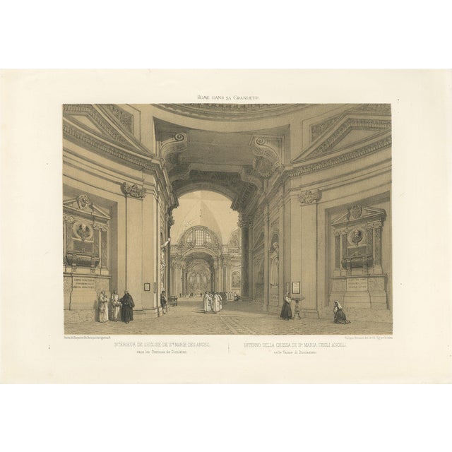 Benoist, Rome Church Interior, Santa Maria Degli Angeli, 1869, Print For Sale
