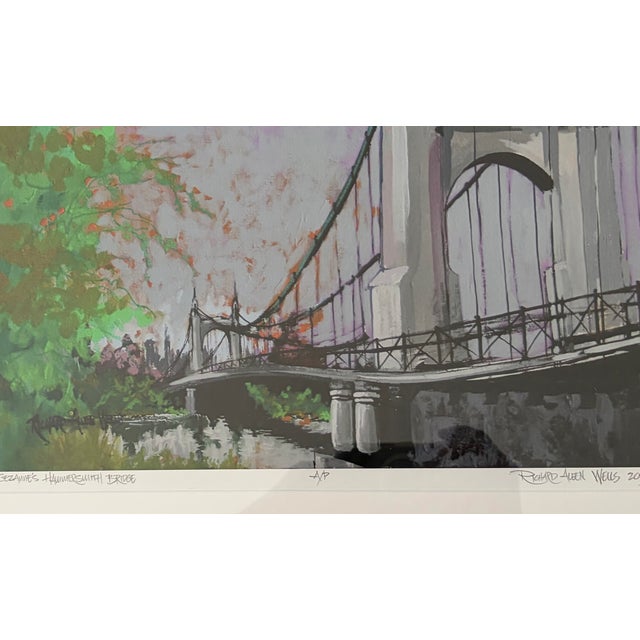 Paper "Cezanne's Hammersmith Bridge" Artist's Proof Serigraph by Nevada Artist Richard Allen Wells 27.25"x22" Framed For Sale - Image 7 of 11