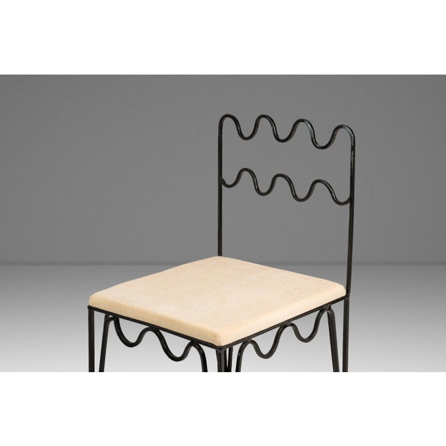 Set of Two (2) Méandre Side Chairs in Wrought Iron Inspired by Jean Royère Produced by Design Frères, Usa, C. 2000s For Sale - Image 9 of 18
