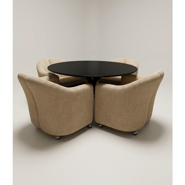 T69 Table by Osvaldo Borsani and Four Wheeled Chairs by Eugenio Gerli for Tecno, 1960s, Set of 5 For Sale - Image 6 of 17