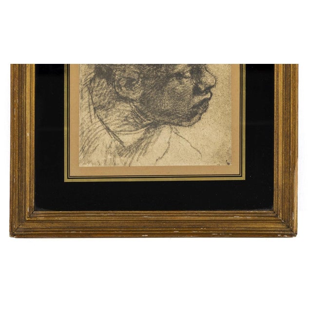 Man's Head, 1890s, Charcoal on Paper For Sale - Image 6 of 8