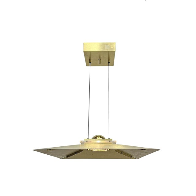 Mid-Century Modern Adjustable Square Pendant Light in Brass from Dijkstra, 1980s For Sale - Image 3 of 13