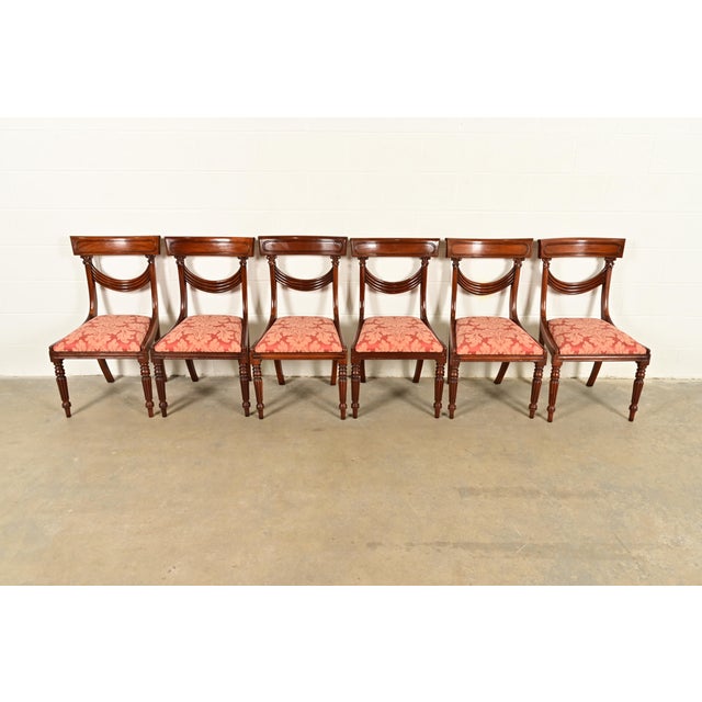 A gorgeous set of six Italian Provincial or English Regency style dining chairs In the manner of Baker Furniture USA,...