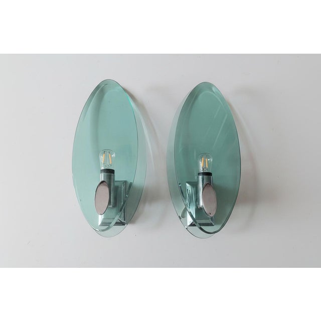 Metal Italian Glass Wall Lights from Fontana Arte, 1970s, Set of 2 For Sale - Image 7 of 12