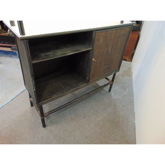 Wood Mid Century Modern Rattan & Raffia Bar For Sale - Image 7 of 8