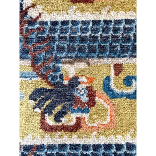 19th Century Antique Chinese Ningxia Tibetan Dragon Pillar Rug Qing Dynasty For Sale - Image 5 of 18