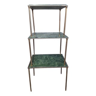 Nesting Tables in Green Marble and Metal, 1960s, Set of 3 For Sale