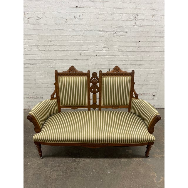 Vintage Eastlake Victorian Era Parlor Settee For Sale - Image 10 of 11