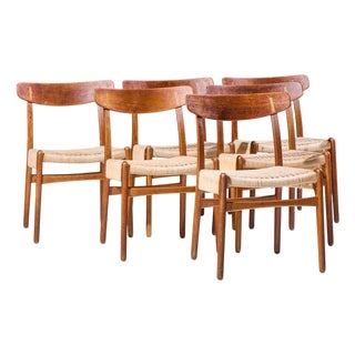 Hans Wegner for Carl Hansen & Son Ch23 Mid Century Danish Teak, Oak Dining Chairs - Set of 6 For Sale
